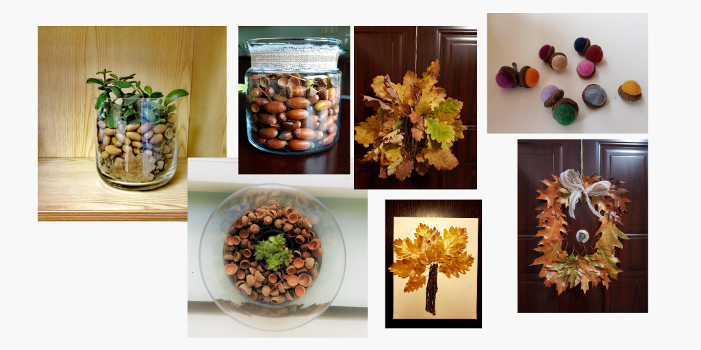 Acorn and Oak leaves for decoration.